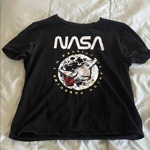 SHEIN Black NASA Kids T-Shirt